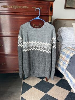 Men's Gray Fair Isle Crewneck Sweater - Everyday Knit